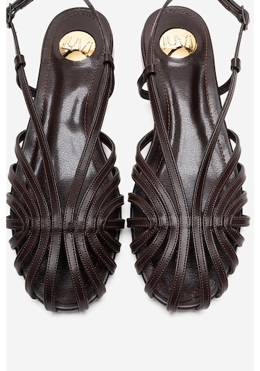 Luvishoes Lıss Kahverengi Cilt Kadın Sandalet Kahverengi