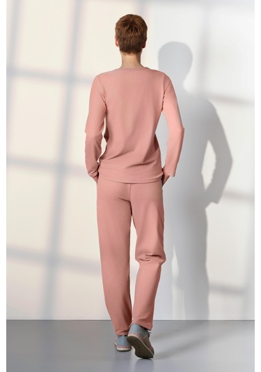 Doreanse Kadın Pembe Yumoş Kumaş T-shirt Pijama Takımı 25k4041-standart Pembe