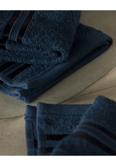 Maynor Bordürü Floşlu 2'li %100 Pamuk El Havlusu - Lacivert 8684427114421 Lacivert