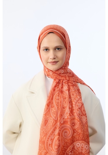 Mirsoy Scarf Mirayze Etnik Desen Şal Turuncu