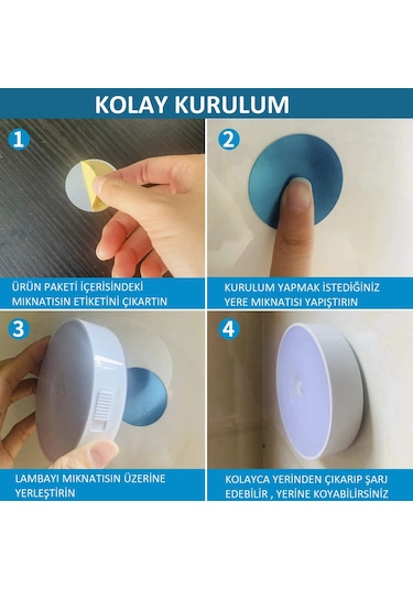 Unichrome 2 Renk Hareket Sensörlü USB Şarj Edilebilir Gece Lambası Çok Renkli