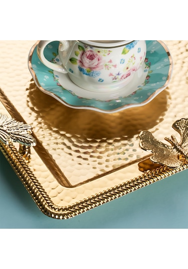 Porsima 3250 2 Li Gold Paslanmaz Çelik Kahve Servis Sunum Tepsisi