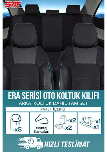 Era Serisi Universal Oto Koltuk Kılıfı Siyah-mavi