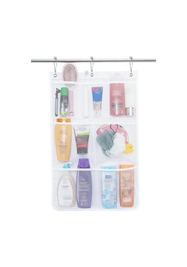 Reedark Banyo İçin Askılı 7 Bölmeli Ağızlı Depolama Çantası - 3 Kanca İle Geniş Kapasiteli Beyaz Organizer Beyaz