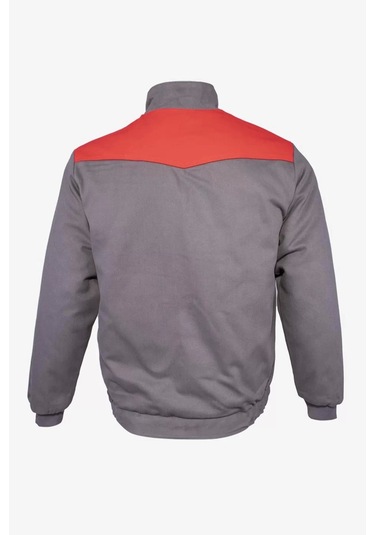 Kışlık İş Montu Grikırmızı Pamuklu Polar Astarlı Nigra Tasarım Gri-Kırmızı