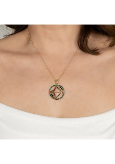 Kayra Mücevher Mineli Yay Burcu Altın Kaplama Kolye