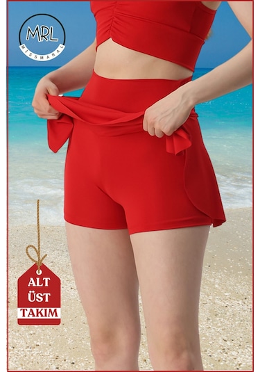 Kadın Alt-üst Takım Kırmızı Şort & Crop Denizde Havuz Sporda Casual/günlük Kullanım Kırmızı Kırmızı
