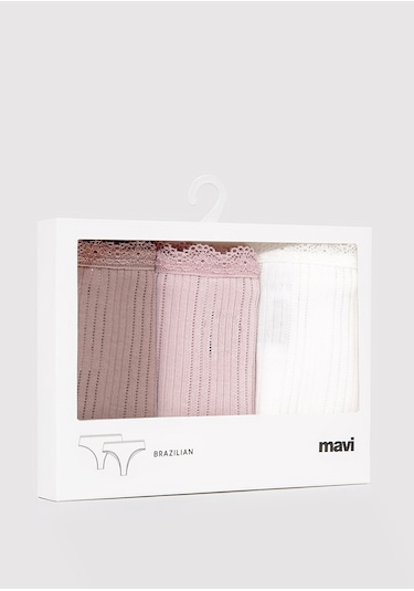 Mavi - 3lü Klasik Külot 1913819-17865 Pembe