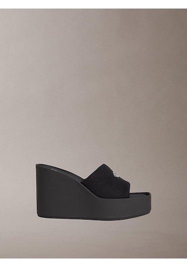 Calvin Klein Kadın Wedge Canvas Detaylı Sandalet-14745 Siyah Calvin Klein Kadın Wedge Canvas Detaylı Sandalet-14745 Siyah