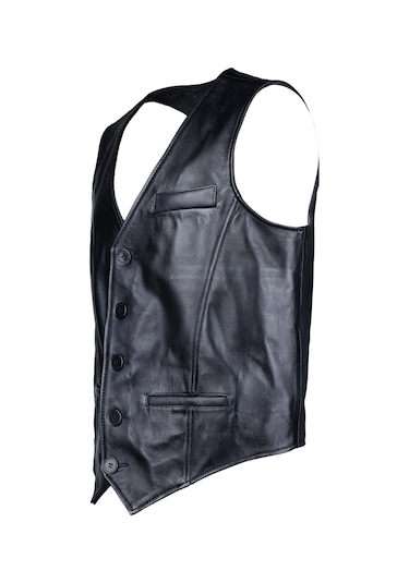 Tamer Tanca Erkek Hakiki Deri Siyah Yelek Deri Mont 1042 Y01 Erk Derı Yelek Sk24/25 Sıyah Zıg Siyah