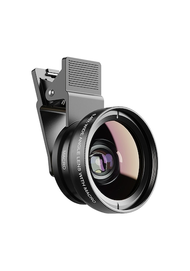 Samdoo Apexel Apl-0.45wm Cep Telefonu Lens Seti: 0.45x Geniş Açı + 12.5x Makro, Evrensel Klem, Temizlik Mendili Ve Taşıma Çantası - Siyah