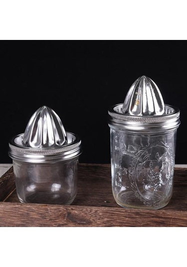 2 Adet Manuel Meyve Sıkacağı Taşınabilir Geniş Ağızlı Kavanoz Vidalı Kapaklı Delikli Gıda Sınıfı Paslanmaz Çelik Limon Portakal