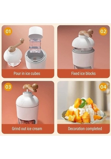 Didadodo Manuel Traş Döner Buz Kırıcı Beyaz - Profesyonel Kalite Beyaz, 2 Kapaklı Beyaz