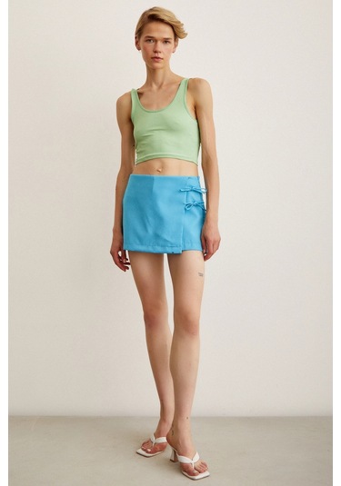 Trendquel Askılı Crop Bluz Yeşil Yeşil