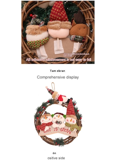 Noel Rattan Çelenk Dekorasyon Kolye Kardan Adam Tarzı 024