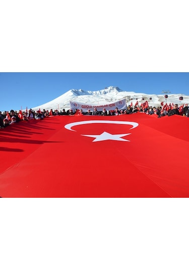 4X6 Metre En Alpaka Aplike Kumaş Türk Bayrağı