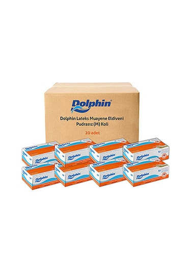 Dolphin Lateks Eldiven Pudrasız Muayene Eldiveni Beyaz 20 x 100'lü