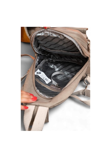 Body Bag Göğüs Çantası Klinkır Kumaş Çok Cepli Bady Bag Sırt Çantası Hafif Yağmur İtici 30 20 Cm Vizon