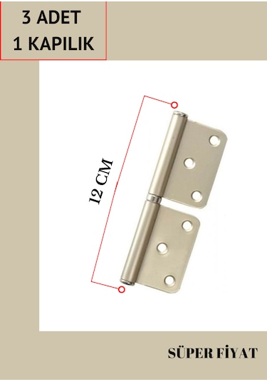 Yönsüz Saten 12 Cm Kapı Menteşesi 3 Adet