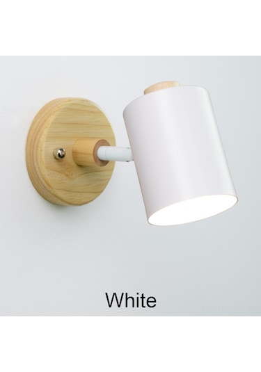 Yaozixa Beyaz Ahşap Tabanlı Gu10 Duvar Lambası, Fermuar Anahtarlı, Avrupa/amerika Şarjı, Restoran/yatak Odası Için Kullanım Kolay Beyaz