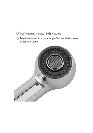 Çekin Lavabo Püskürtücü Kafa Değiştirme, 2 Fonksiyon Mutfak Lavabo Musluğu Püskürtücü Kafa, Püskürtme Kafası Musluk Kafası Mutfak Musluk Püskürtücü Spout, Chrome 2