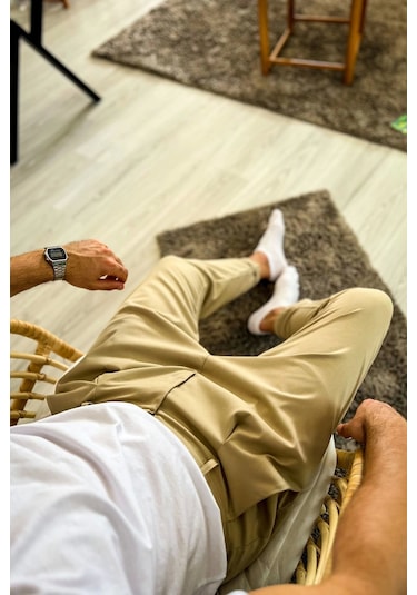 Saklımoda Chekcich Jogger Pantolon Bej Çok Renkli