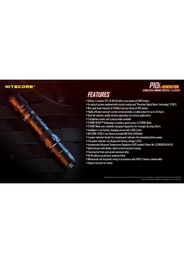 Nitecore P10ı 1800 Lümen El Feneri Siyah