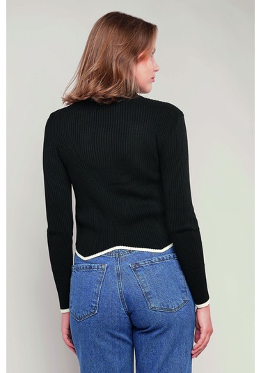 Gabria Balıkçı Yaka Kazak Siyah