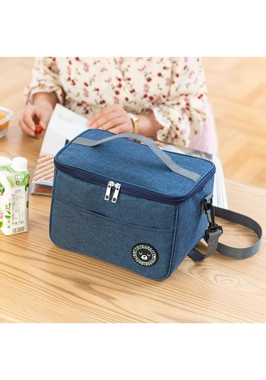 Lacivert Büyük Yalıtımlı Öğle Yemeği Çantası Yetişkin Çocuk Erkek Termal Serin Sıcak Gıda Saklama Kutusu M Lacivert