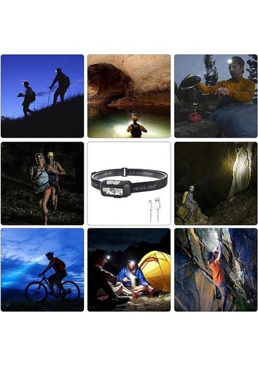 Ayarlanabilir Kafa Lambası Type-c Şarjlı Kompakt Kamp Lambası Çoklu Renk