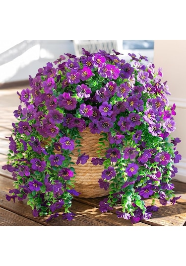 Yapay Çiçek Mor Sarkan Mineli Okaliptus Şimşir Yapay Sarmaşık 5dal 60cm Mor