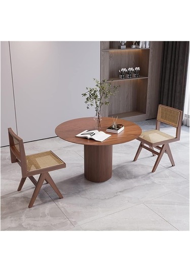 Breeze Yuvarlak Ahşap Bohem Masa 90x90 Ceviz