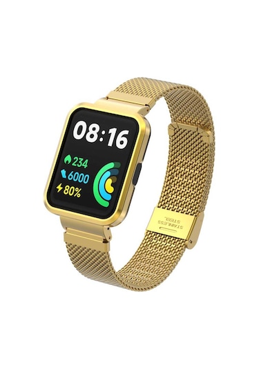 Xiaomi Redmi Watch 2 Lite Uyumlu Krd-66 Metal Zore Kordon-gold