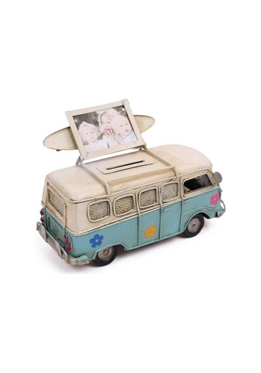 Dekoratif Metal Minibüs Çerçeveli Ve Kumbaralı Hediyelik Karışık Renk