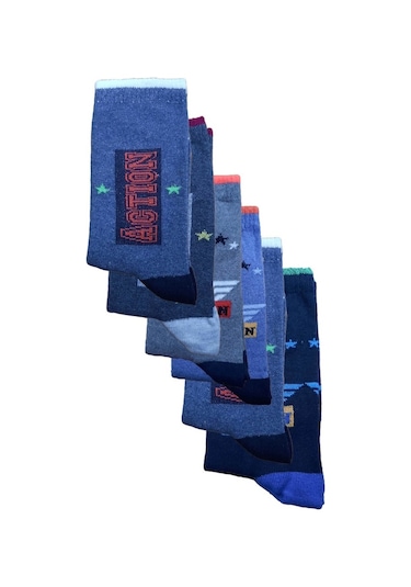 12 Li Erkek Çocuk Baskılı Uzun Soket Çorap Renkli Çocuk Çorap