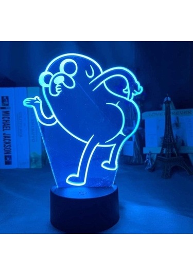 Szypzstore Macera Zamanı Jake Köpek Bend Over Figure 3d Gece Lambası, Akrilik Panel Abs Base Usb Kablosu Illusion Effect Çok Renkli Uzaktan Kumanda Lambası Anime Severler Için Hediye L9jym1 Siyah