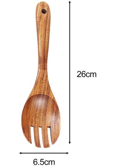 Suntek Salata Kaşığı Çatal Uzun Saplı Kolay Temiz Ahşap