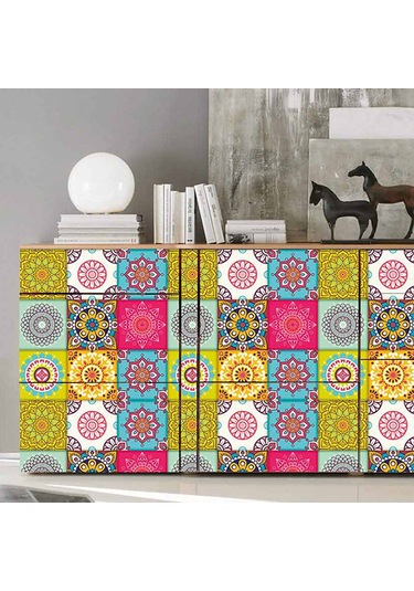 Springsun Su Yapışkanlı Pvc Duvar Sticker - Su Geçirmez, Yağa Dayanıklı Mutfak & Banyo Dekoru 10x10cm Çok Renkli