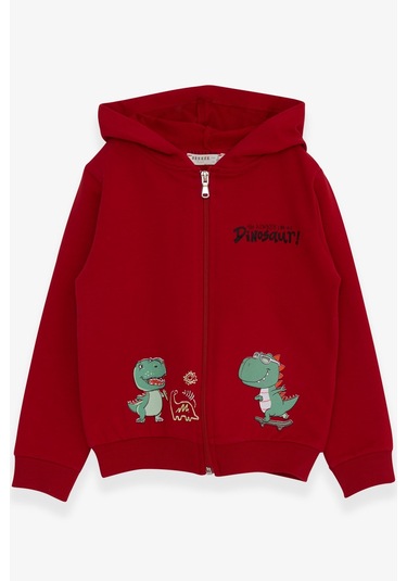 Breeze Erkek Çocuk Hırka Kaykaylı Dinozor Baskılı 1-4 Yaş, Kırmızı