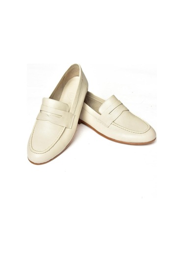 Fox Shoes S944007803 Bej Hakiki Deri Kadın Babet Bej