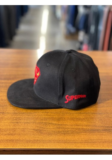 Superman Siyah Kanvas Hiphop Snapback Rapper Basket Cap Şapka