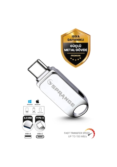 Sprange 64 Gb Flash Bellek Usb 3.2 Ultra Typec Otg Android/pc/Apple Uyumlu iPhone 15/16/17 Ipad Tak Çalıştır