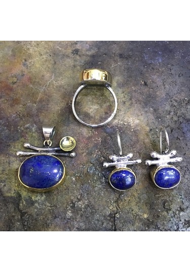 Lapis Lazuli Taşlı Gümüş Set 925 Ayar