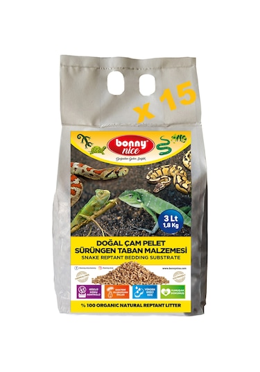 Bonny Nice Doğal Çam Pellet Sürüngen Taban Malzemesi 3 l x 15 Pk
