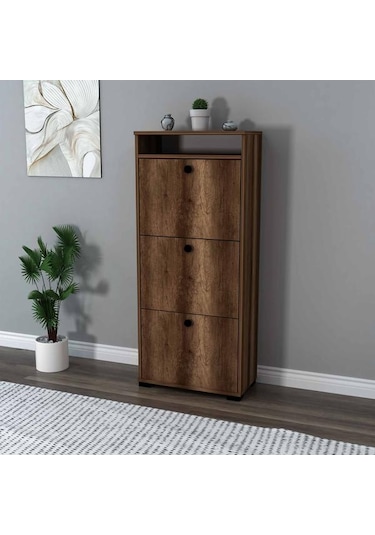 Just Home Rina Raflı Kapak Ayakkabılık - Barok Ceviz Barok Ceviz