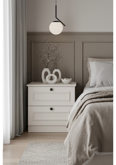 Mira 2 Çekmeceli Komodin Açık Bej