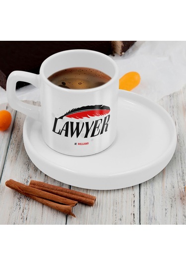 Bk Gift Kişiye Özel Sunum Tabaklı Avukat Tasarımlı Kahve Fincanı-6, Sevgiliye Hediye, Arkadaşa Hediye, Avukata Hediye Kobitmeyen137770 Bk Gift