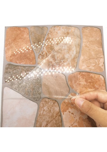 Geekyou Mediterranean Tarzı Otomatik Yapışkan Seramik Desenli Duvar Sticker 20x20cm 10 Adet - Kolay Kurulum, Kaliteli Pvc Diğer