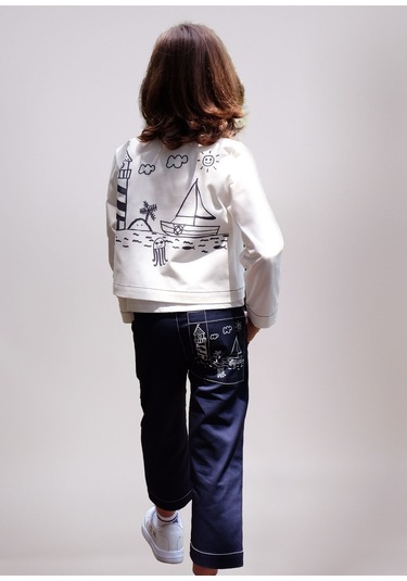 Cebi Baskılı Yazlık Erkek Çocuk Lacivert Pantolon 001