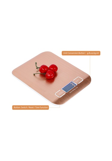 Kosona Gümüş Pembe 5kg/1g Pilli Mutfak Çelik Dijital Terazi - Hassas Ölçüm, 6 Birim, Otomatik Kapatma, Mini Tahta Terazi Diğer
